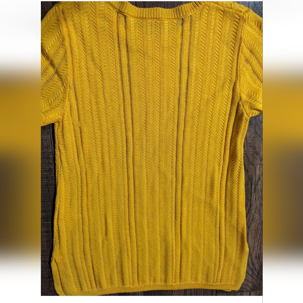 Brooks Brothers Sweater Womens Medium Goldenrod Short Sleeve Blouse 100% Cotton - Picture 14 of 14